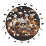 Iconic Puzzles – Cani Chef, puzzle in legno 100% sostenibile, Regali per Bambini e Adulti, taglia S, 200 Pezzi
