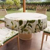 PETTI Artigiani Italiani – Tovaglia Antimacchia Rotonda Microfibra (Diametro Ø 140 cm), Copritavolo Cucina Per Tavola Tonda, Disegno Floral, 100% Made in Italy