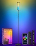 OUTON Lampada da Terra LED con Telecomando e Controllo App, 16 Milioni di Colori, 32 Modalità Scena, Sync Musicale, 1500 LM, Piantana d’Angolo Moderna per Soggiorno, Camera da Letto, Gaming