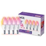 WiZ Lampadina Candela Smart LED WiFi, Luce Bianca e Colorata, E14, 40W, Tecnologia SpaceSense, Controllo Vocale (Alexa, Apple HomeKit, Google Home), confezione da 4