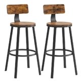 VASAGLE Set di 2 Sgabelli da Bar, Sedie da Cucina, con Schienale, Struttura in Acciaio, Altezza di Seduta di 73 cm, Montaggio Facile, Stile Industriale, Marrone Vintage e Nero LBC026B01V1