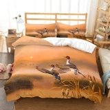 REALIN Copripiumino Anatra Selvatica Set Biancheria Letto Stormo Di Anatre Che Decollano Tra Le Canne 3D Modello Per Bambini Adulti,2/3/4PCS Copripiumini/Lenzuola/Federe,Singolo,Matrimoniale,King