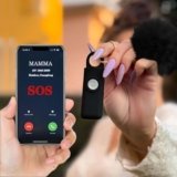 Portachiavi Allarme Antipanico, Dispositivo Antiaggressione SOS Chiamata Automatica, Invio Istantaneo Posizione GPS, Sirena 130dB, Difesa Personale e Autodifesa per Donne, Bambini e Anziani (Nero)