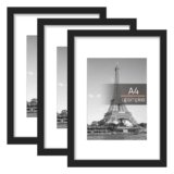 upsimples Cornice A4, Confezione da 3 Cornici portafoto Nere, Formato 21×29,7 cm, Con Supporto Orientamento Orizzontale o Verticale, Cornici per Ppuzzle, Parete, Poster, Diploma Universitario