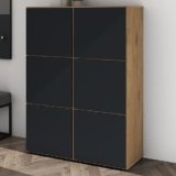 Mai & Mai Scarpiera Portascarpe 90x36x120cm, Porta Scarpe Armadio Scaffale Portascarpe 6 Ante + 12 Scomparti per Ingresso Soggiorno, Camera da Letto Schuhschrank02, Marrone chiaro+Antracite opaco
