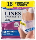 Lines Specialist Lady Pants Plus, Mutande Assorbenti per Incontinenza Donna, Vita Alta, Femminili e Discreti, Zero Odore e Barriere Laterali Protettive, Taglia M, 2 Confezioni da 8