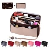 ZTUJO Purse Organizer Insert, Felt Bag Organizer with Metal Zipper, Handbag & Tote Shaper, For Speedy Neverfull Tote, 7 Sizes(X-Large, Coffee and Beige)