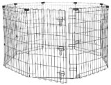 Amazon Basics Foldable Octagonal Metal Exercise Dog Playpen – Indoor/Outdoor, Single Door, Medium (8 Panels, 24 x 36), Easy to assemble and store, 36″ – Medium, Black