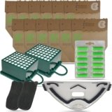 Kit Risparmio 12 Sacchetti Folletto VK130 in Carta, 12 Profumatori, 2 Filtri HEPA, 2 Filtri Anti-Odore, 1 Sottospazzola in Setole | Ricambi Compatibili per Folletto 130 | Soluzione Tutto-in-Uno