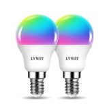 LVWIT Lampadina Alexa, Lampadina Smart E14 Wifi, 5W Equivalenti a 40W 470Lm, G45, Lampadine Smart con Telecomando Compatibile con Alexa, Echo, Google Assistant, 16 Milioni di Colori RGBWW,2 Pcs