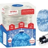 GINMA – Luci Natale LED Interno e Esterno con 8 Effetti Luce, Certificate IP44, Basso Consumo e Impermeabili – Cavo Trasparente (Blu Zaffiro, 7 Metri (100 LED))