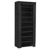 SONGMICS Scarpiera, 10 Ripiani, Scaffale Portascarpe da Ingresso 28 x 58 x 160 cm con Copertura di Tessuto, Slim, Struttura di Metallo, Nero RXJ10H