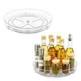 LOCONHA Maximize Space with 2 Pack 9 Inch Clear Acrylic Lazy Susan – Non-Skid Turntable Organizer for Kitchen, Cabinet, Pantry, Fridge & Makeup Storage