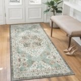 BEIMO Tappeto Salotto Pelo Corto Vintage, Tappeto Camera Da Letto, Tappeti Cucina Antiscivolo Lavabile, Tappeti Persiano per Corridoio, Soggiorno, Sala, Cameretta, Azzurro, 60x120cm