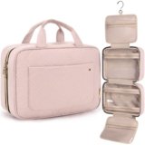 BAGSMART Beauty Case da Viaggio Borsa da Toilette per Donna Impermeabile Pochette per Trucchi Donna Appendere Rosa M