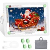 KOBAIBAN A4 Magnetic Light Pad with Bag, Rechargeable Diamond Art Light Board with Side Physical Buttons, 3 Color Light Modes Super Bright Light Table Light Box for Tracing, Drawing, Sketching (White)