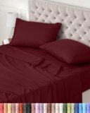 Utopia Bedding – Set Lenzuola Letto Matrimoniali 4 Pezzi 180×200 cm – Spazzolata Poliestre di Microfibra – Oeko-Tex Certificato – Lenzuolo con Angoli, Lenzuolo Piatto e 2 Federe 50×75, Bordeaux