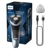 Philips rasoio elettrico serie 3000x – Rasoio elettrico Wet & Dry per uomo colore blu cielo, con tecnologia SkinProtect, rifinitore a scomparsa, rasoio ergonomico per uomo (modello X3053/00)