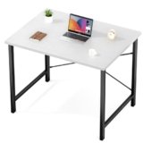 Sweetcrispy Computer Desk, Small Office 32 Inch Writing Work Study Student Teacher Home Bedroom Table with Metal Frame Wood Tabletop – White
