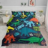 Axolotl Boys Bedding Cartoon Dinosaur Comforter Set Twin Size,Cute Dinosaur Bedding Set for Boys Girls Teens Kids Adults Room Decor,Kids Comforter Set All Season,1 Quilt 2 Pillow Cases,Blue