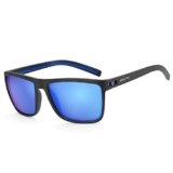 ZENOTTIC Occhiali da sole polarizzati uomo leggero TR90 montatura UV400 protezione occhiali da sole quadrati, C13 montatura nera/lente a specchio blu, L