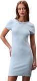 Calvin Klein Donna Abito a T-Shirt Mini con Scollo Rotondo, Blu (Cool Blue), XXS
