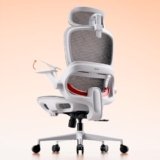 SIHOO B100 Sedia da Ufficio Ergonomica, Sedia da Scrivania con Supporto Lombare Dinamico Adattivo, Sedia da Computer con Poggiatesta, Braccioli Pieghevoli, Inclinazione Regolabile 90-135°, Bianca