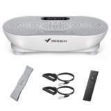 MERACH Pedana Vibrante Per Allenamento E Modellamento, Con 99 Livelli Di Velocità, Altoparlante Bluetooth Integrato, Touchscreen Led, Corde Elastiche (Bianco)