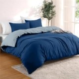Dreamzie Copripiumino Matrimoniale 240×220 cm con 2 Federe 50×70 cm – Blu Scuro/Blu Grigio Set Copripiumino Matrimoniale 240×220