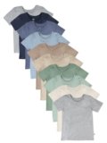 HonestBaby 10-Pack Short Sleeve T-Shirts 100% Organic Cotton Baby, Toddler, Little Kids, Boys, Girls, Unisex, Blue Sunrise, 3-6 Months