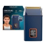 Cecotec Regolabarba Elettrico Lamina Professionale PrecisionCare X-Trimm Pro. Corpo in Pelle, Motore 9000RPM, 3 Velocità, Lame in Titanio, Display LED con% Batteria e RPM, Autonomia 2h, Coperchio