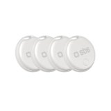 SBS Track My Dot Kit, 4 x Localizzatori compatibili con Apple Dov’è (iOS), Finder Trova Oggetti Chiavi, 60dB, Pronti all’Uso con Batteria CR2032 Inclusa, con Foro Portachiavi, Bianco