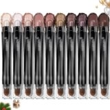 LUXAZA 10PCS Eyeshadow Stick,Shimmer And Matte Neutral Brown Eye Shadow Sticks Pencil Crayon, Eye Brightener Stick With Crease-proof Formula,Waterproof & Long Lasting