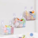 DOCMON Bath Toy Storage, Detachable 6 Compartments Bath Toy Holder, Large Capacity Bathtub Toy Storage with Built-in Compartments Side Pockets, Mesh Shower Caddy for Sorting Baby Bathroom Toys – White