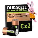 Duracell Batterie Ricaricabili C (Confezione da 2), Pile ricaricabili, 3000 mAh NiMH, Energia di lunga durata