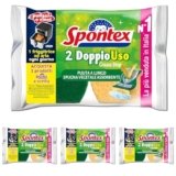 Spontex Doppiouso, Spugna Vegetale Assorbente, Anti Grasso, 2 Unità (Confezione da 4)