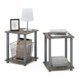 Furinno SIMPLISTIC Side Table Set of 2, 2-Tier End Table, Nightstand, Night Stand, Bedside Table, Easy Assembly, for Living Room, Bedroom, French Oak
