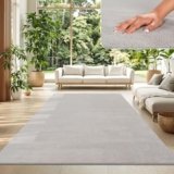 TT Home Tappeto Salotto Pelo Corto Monocolore Design Moderno Lavabile, Colore: Argento, Dimensione:200×280 cm