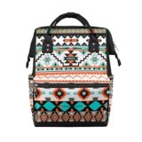 TropicalLife Ethnic Geometric Boho Diaper Backpack Large Capacity Baby Bags Multi-Function Zipper Casual Travel Backpacks for Mom Dad Unisex