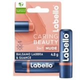 Labello Caring Beauty Lip & Cheek Nude 4.8 g, Burrocacao labbra e guance con una nota di colore nude, Balsamo labbra colorato e blush stick 2 in 1, Lip balm idratante con protezione SPF 30
