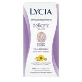 Lycia, Strisce Depilatorie Braccia e Gambe per Pelle Sensibile con Estratto di Calendula Lenitivo ed Emolliente, Senza Profumo e Conservanti, Delicate Touch, 20 Strisce + 2 Salviette Post Depilazione
