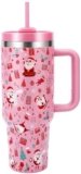 Skywerc Christmas Tumblers Gifts for Women Girls, 40 oz Christmas Tumbler with Handle and Straw, Xmas Stainless Steel Insulated Travel Mug Cup, Keep Cold for 34 Hours (Pink Funny Santa)