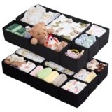 ORLISA Drawer Organizer – Nursery Clothes & Dresser Drawer Organizer – Foldable Washable Bins – Black
