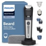 Regolabarba Philips serie 7000 – Lame in metallo autoaffilanti, 40 impostazioni di lunghezza, tecnologia BeardSense, raccoglitore per peli, 100% impermeabile, rifinitore ampio, modello BT7670/15