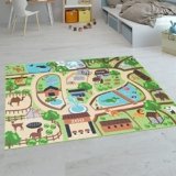 Paco Home Tappeti da gioco a pelo corto colorati per camerette dei bambini con diversi motivi, Dimensione:240×340 cm, Colore:Beige