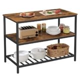 VASAGLE Isola da Cucina con Ampio Piano di Lavoro, Scaffale a 3 Livelli, Struttura in Acciaio, 60 x 120 x 90 cm, Stile Industriale, Facile da Montare, Marrone Vintage e Nero KKI01BX