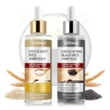 Peel Shot Glow Rice Ampoule Duo, Esfoliante Riso Bianco & Nero, Delicato scrub viso per la rimozione di cellule morte della pelle e punti neri, siero idratante, cura della pelle coreana 100ML*2Pack