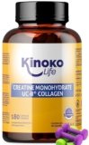 Kinoko Life Creatina Monoidrata e UC-II Collagene 180 capsule. Creatina Monoidrato Micronizzata Pura. Pre-allenamento Potente Pre workout Preworkout. Creatina capsule. creatina. Formula Innovativa.