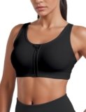 Post Surgery Front Closure Sports Bras for Women: Womens Compression Mastectomy Recovery Bra Posture Zip Front Closure Padded for Large Bust High Support for Active Yoga Gym Workout Fitness Black