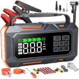TREKURE 16-in-1 Booster Avviamento Auto da 8000A e Compressore 160PSI, Avviatore Emergenza per Auto Con Guasto Car Kit, Traino Corda, Guanti E Luci, Avviatore Batteria per Tutti Gas o 12L Diesel